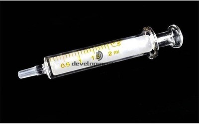 1pcs NEW Glass Syringes Glass Sampler Lab 2cc Glassware 2ml &ex