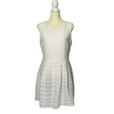 White House Black Market White Textured Fit & Flare Dress Women's Size 12