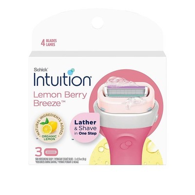 Schick Intuition Lemon Renewing Moisture Razor Refill Cartridges, New Version...
