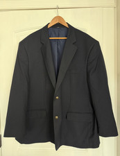 Oak Hill Perfect Fit 52R Navy Wool Blend Blazer Brass Buttons Mens Sport Coat 2