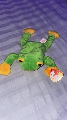 TY Beanie Baby Smoochy The Frog #4039 Tag Errors 1997 Single Thread Mouth