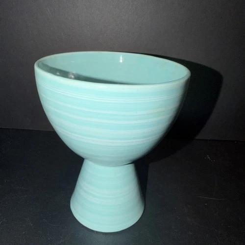 McCoy Harmony Line pedestal planter Brushed mist blue MCM Vintage 1960s USA