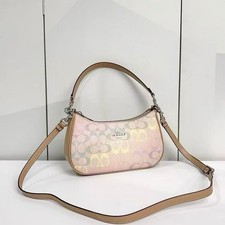 NWT Coach Teri Shoulder Bag In Rainbow Signature Canvas CDA91 Free Shipping