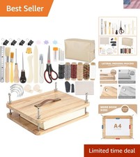 50 Piece Bookbinding Kit with Wooden Press  Essential Tools for Repair