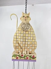 Cat Jim Shore Heartwood Creek Enesco Wind Chime Cat 2005 With Bird 35" Long