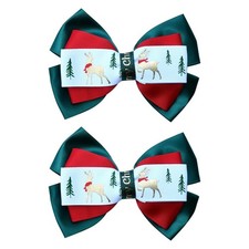 2 Pcs Christmas Hair Bows for Girls