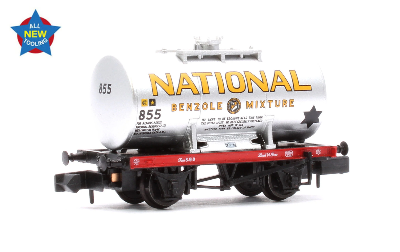 Graham Farish 378-002 14T Anchor-Mounted Tank Wagon 'National Benzole' Silver No