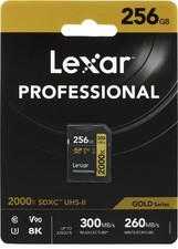 Lexar Professional 2000x SDHC/SDXC UHS-II Card Gold Series - 256GB, UHS-II, U3,