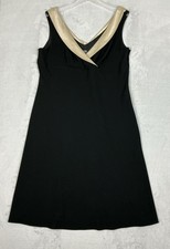 Ann Taylor Black Ivory Tuxedo Dress A-Line Women's Size 16 Sleeveless V-Neck