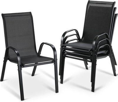 Hochlehner Gartenstühle 4er Set, Stapelbarer Campingstuhl, Textilene Stahlrah...