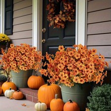 Silvanest 12pcs UV-Resistant Artificial Fall Flowers for Thanksgiving Decor