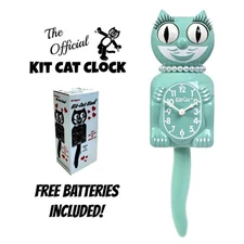 OCEAN WAVES LADY KIT CAT CLOCK 15.5" Green Free Battery USA MADE Kit-Cat Klock