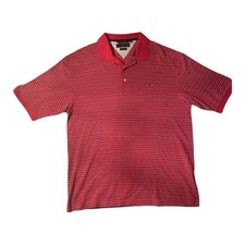 Tommy Hilfiger Golf Polo Shirt Mens XL Red Striped Comfort-Dry Short Sleeve Logo