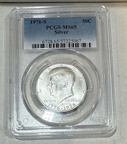 1976 S Silver Bicentennial Kennedy Half Dollar Coin PCGS MS65 High Grade