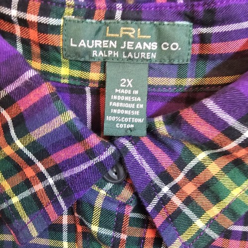 Lauren Ralph Lauren Jeans Women's 2XL Long Sleeve Purple Multicolor Plaid Shirt - Picture 3 of 18
