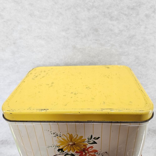 Vintage Decorware Metal Bread Box Yellow Floral Kitchen Storage Container - Picture 2 of 8