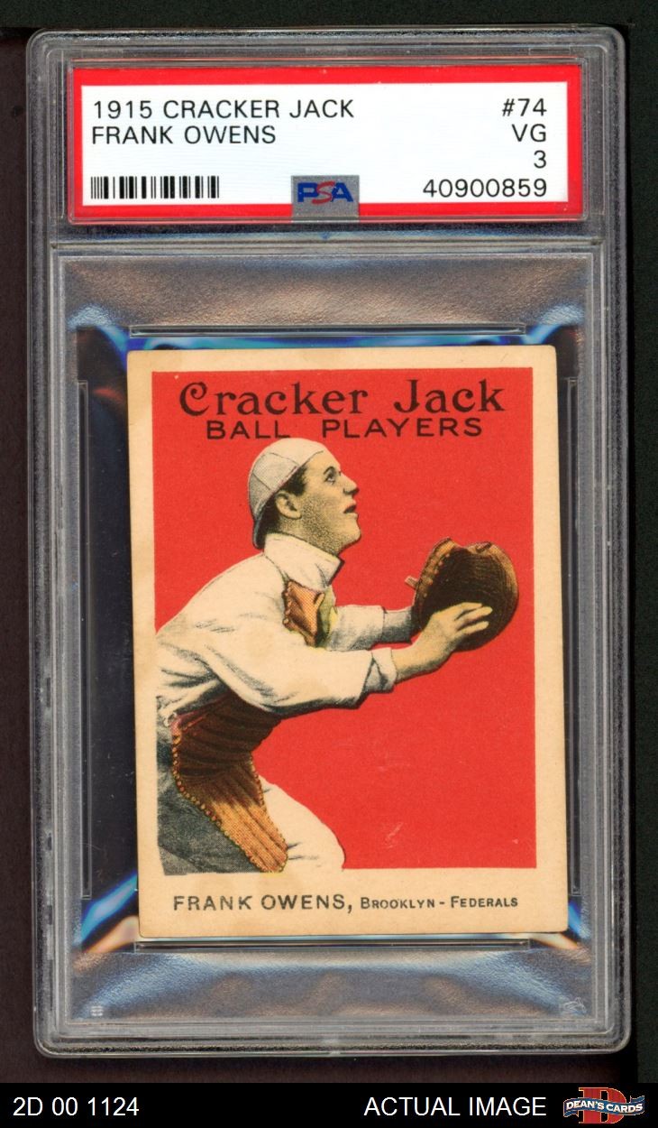1915 Cracker Jack #74 Frank Owen Misspelled as Owens Dodgers PSA 3 - VG