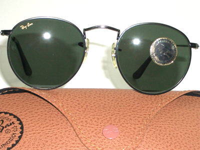 46mm VINTAGE B&L RAY BAN W1574 BLACK CHROME G15 ROUND AVIATOR