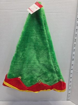 Celebrate It Christmas Elf Hat Green Red Jingle Bell Adult Size Good Quality New