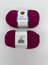 Cotton Yarn, 24/7 Lion Brand Mercerized Cotton Yarn Magenta 144L set of 2 