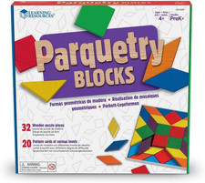 Parquetry Blocks  20 Pattern Cards, 53 Piece Set, Ages 4 
