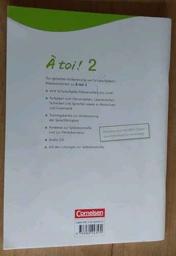 À toi! 02. Schulaufgaben- und Klassenarbeitstrainer mit Audio-CD Karine Férey - Bild 2 von 2