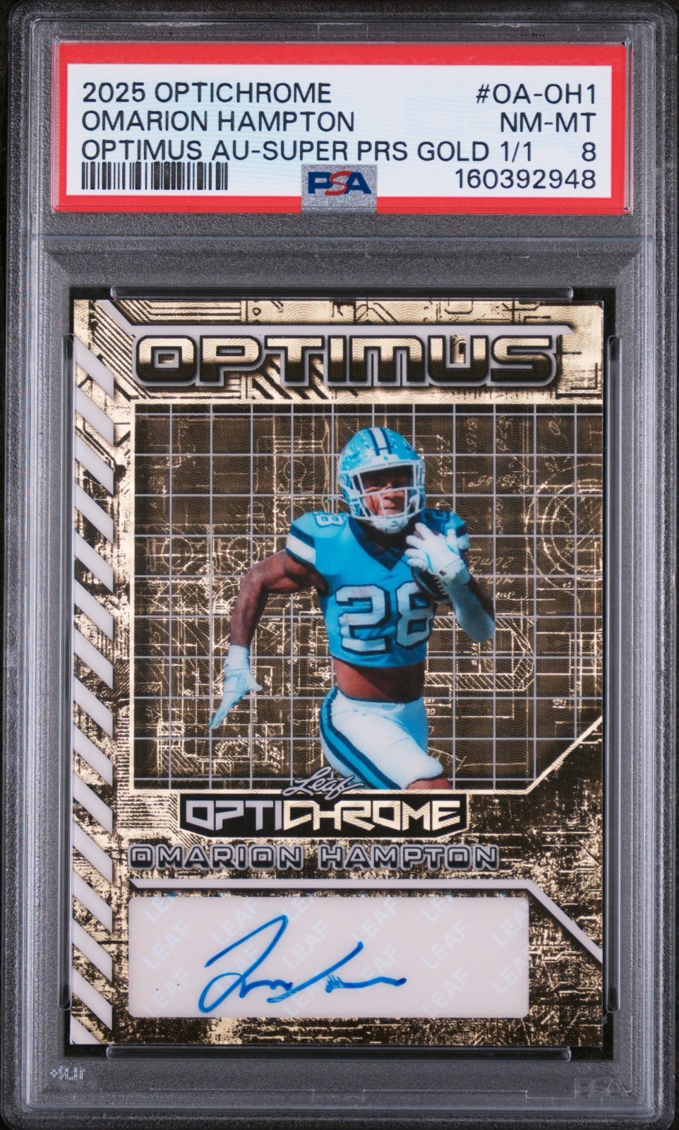 Omarion Hampton Leaf Optichrome Optimus Autographs #OAOH1 Super Prismatic Gold 1/1