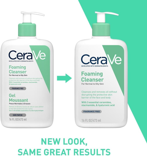 Cerave Schiuma Detergente Viso E Corpo, per Pelle Da Normale a Grassa, 473 Ml - Foto 7 di 12