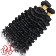 Natural Black Deep Wave Human Hair Bundle 24in 12A Virgin