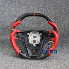 Real Carbon Fiber Napa Leather Steering Wheel Fit Chevrolet Camaro Zl1 Zss 12-15