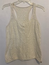 Women s Abercrombie Fitch Cream Colored Racerback Tank With Partial Lace