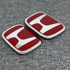 2pcs Red Front+Rear Badge Emblem Fit For Honda 11th Civic 2022-2025 EX Si Sedan