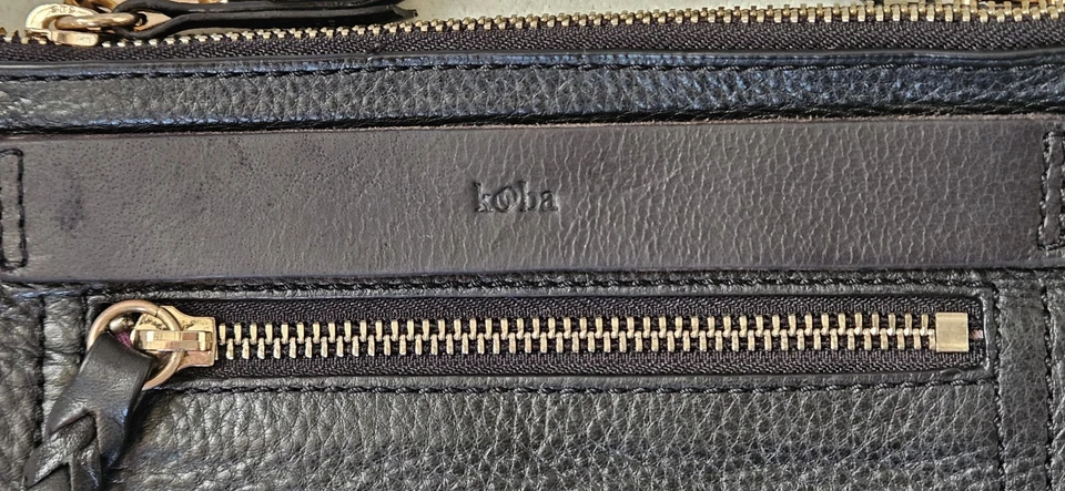 Kooba Leather Crossbody Bag Black with Gold Hardware Adjustable Strap. - Image 3 of 4