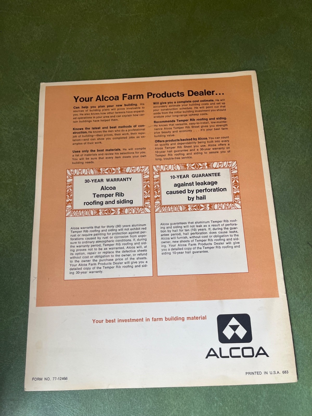 Vintage Original Alcoa Farm Buildings Brochure 1977