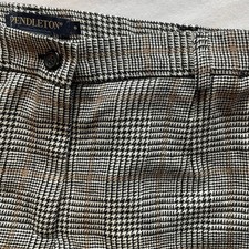 Vintage Pendleton Wool Pants 6 Black White Gold Plaid Lined High Rise USA Made