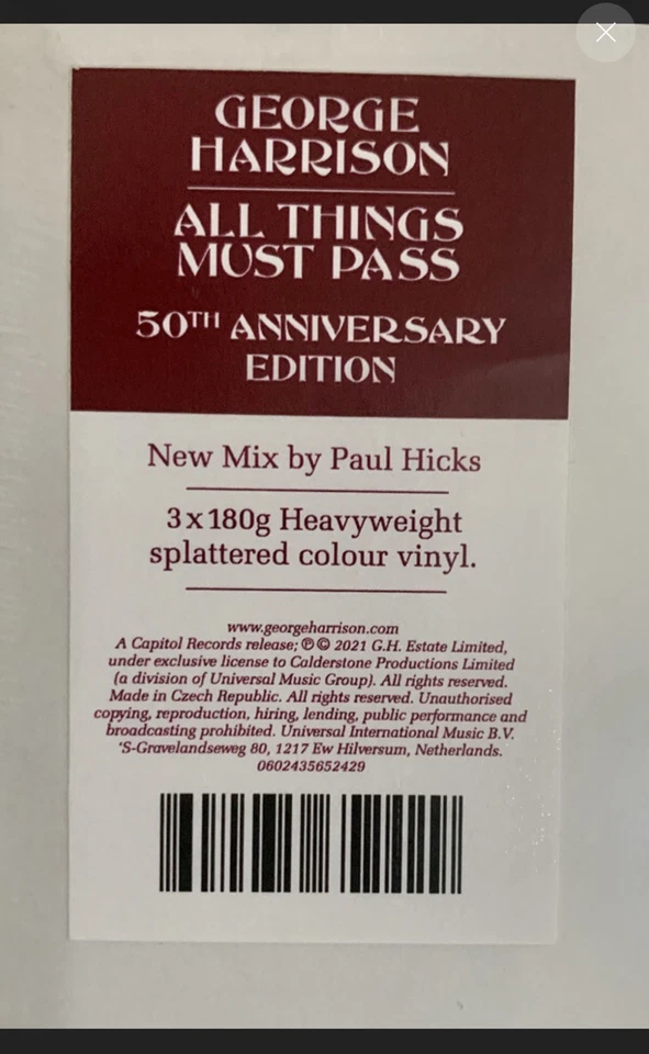 George Harrison All Things Must Pass 50th Anniversary Splatter Vinyl Sealed NEW Foto 2 de 4