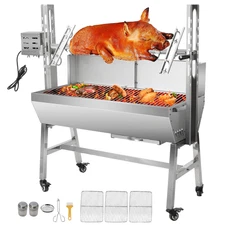 35''/46'' Stainless Steel Rotisserie Grill,40W Electric Pig Roaster Rotisserie