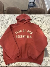 Fear of God Essentials Fleece Hoodie Crimson Size XS