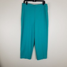 Cricket Lane Womens Size 18 Teal Straight-Leg Trousers Made In USA