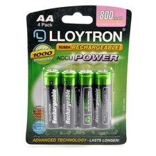 4x AA Rechargeable Batteries 800mAh NiMH Lloytron for Phone Camera Remote Toys