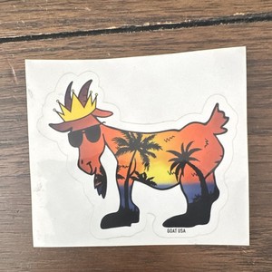 GOAT USA Goat Graphic Sticker Decal Sunset Palm Trees Crown Sunglasses Non-Sport