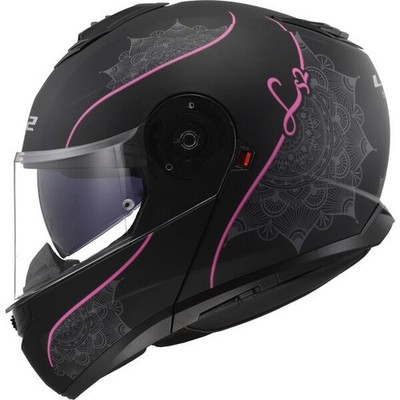 Motorradhelm Helm LS2 FF908 STROBE 2 LUX grau-rosa Klapphelm mit Sonnenblende