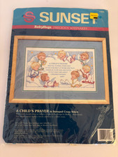Vintage A Child's Prayer Sunset Stamped Cross Stitch Kit 1993 New
