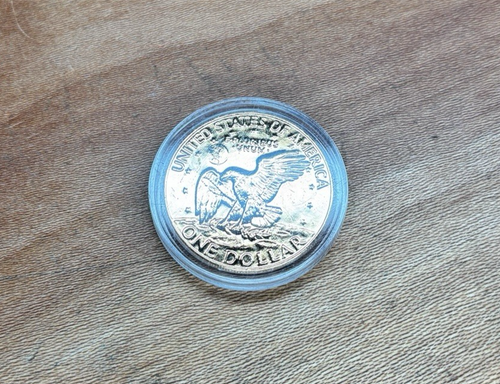 Moon Landing Eisenhower Dollar Gold Plated Capsule 50th Anniversary Coin In Case - Picture 3 of 5
