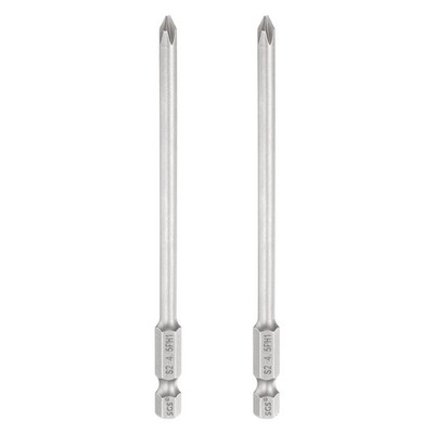 2pcs PH1 Phillips Screwdriver Bit 1/4'' Hex Shank 4.3'' Long 0.18'' Rod Magnetic,