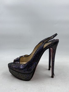 Christian Louboutin Multicolor Glitter Lady Peep Toe Slingback Pumps W 7.5