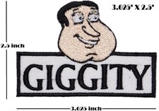 The Family Guy GLENN Quagmire Figure 3.5" Embroidered "GIGGITY" Iron on Patch