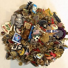 1 LB Lot of Assorted Vintage & Modern Enamel Pinback Hat Pins Lapel Pin