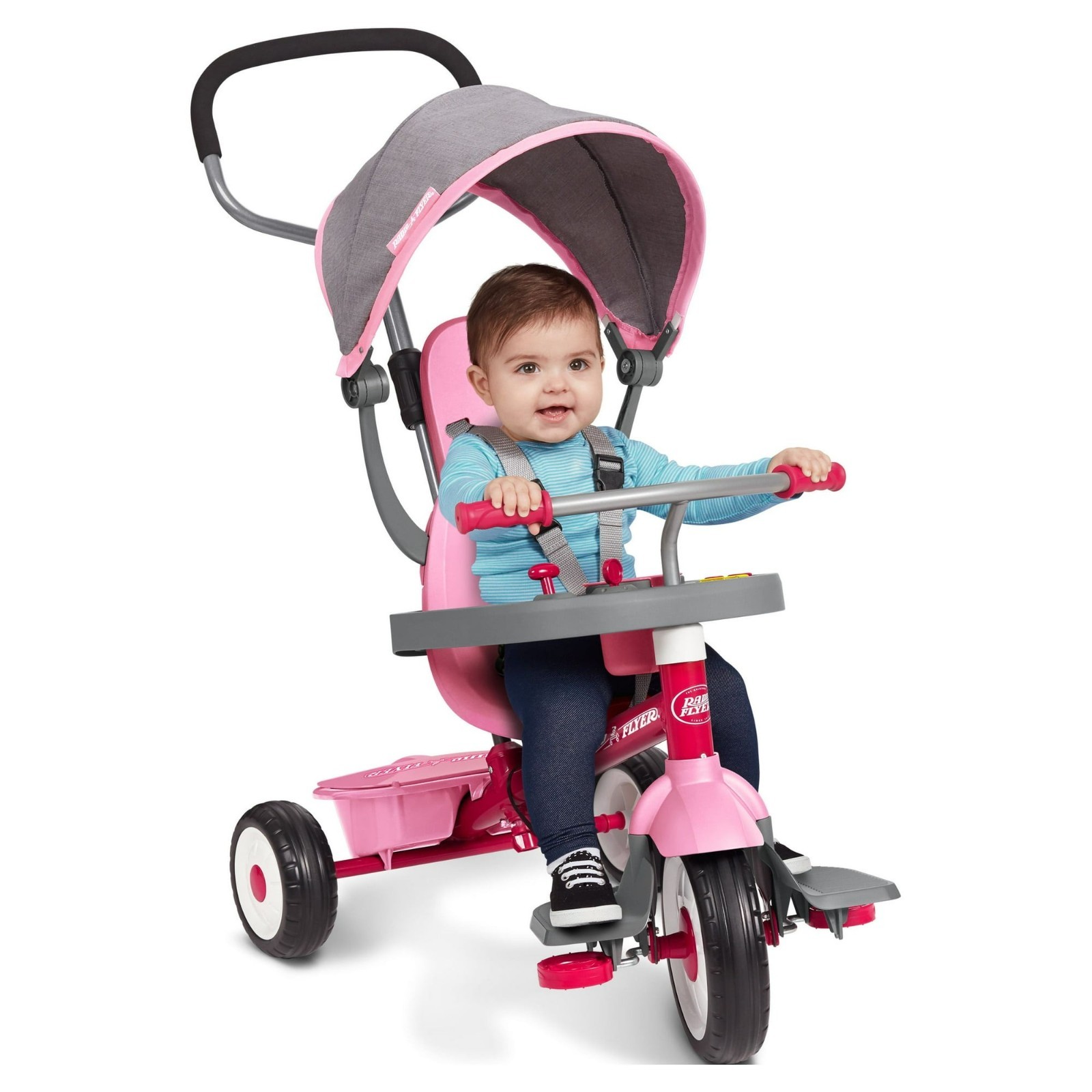 Radio Flyer, 4-in-1 Stroll 'N Trike with Activity Tray, Pink