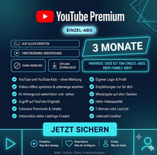 YouTube Premium 3 Monate Abo (Kein Family!) I...